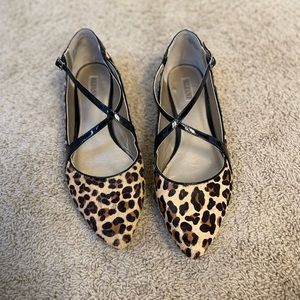 Leopard Calf hair pointed toe ballet flats